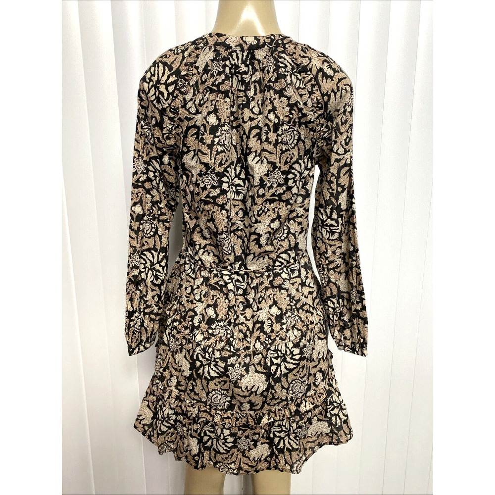 NWT Cleobella Mylah Mini Dress Brown Black Long Sleeve Cotton Tassel But… - Picture 5 of 7